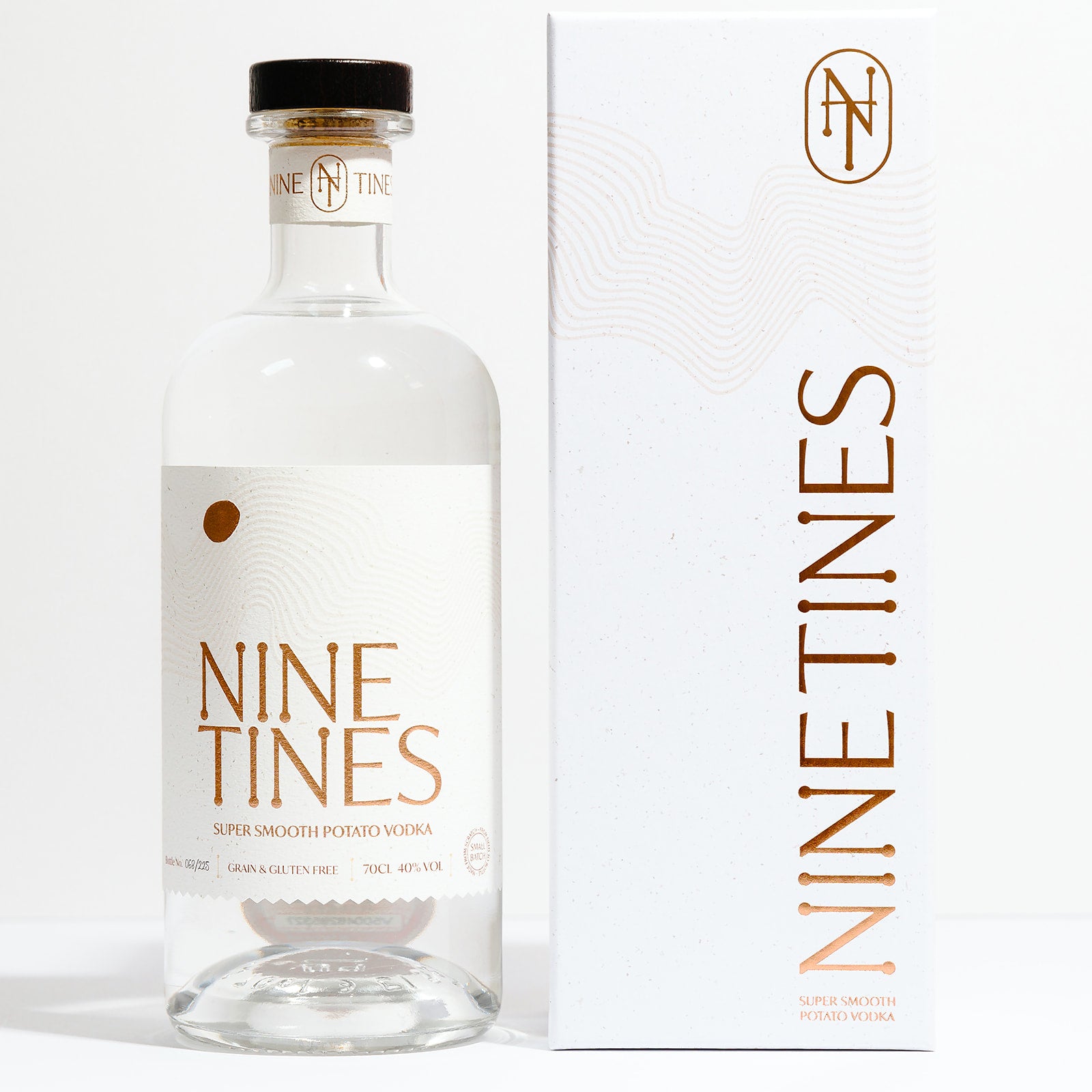70cl bottle with gift box of Nine Tines Premium English Potato vodka