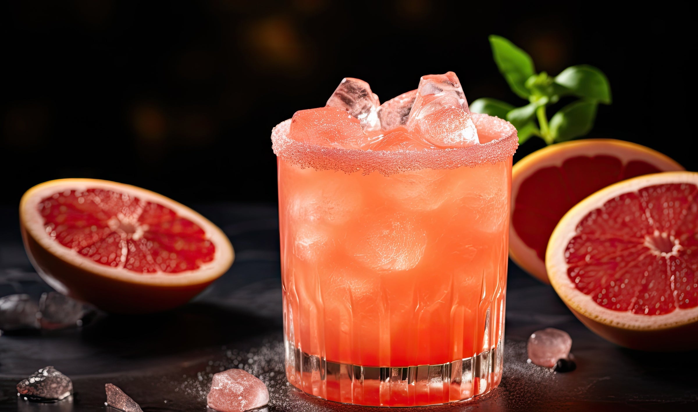 Nine Tines Grapefruit Paloma cocktail served over ice with mint sprig garnish