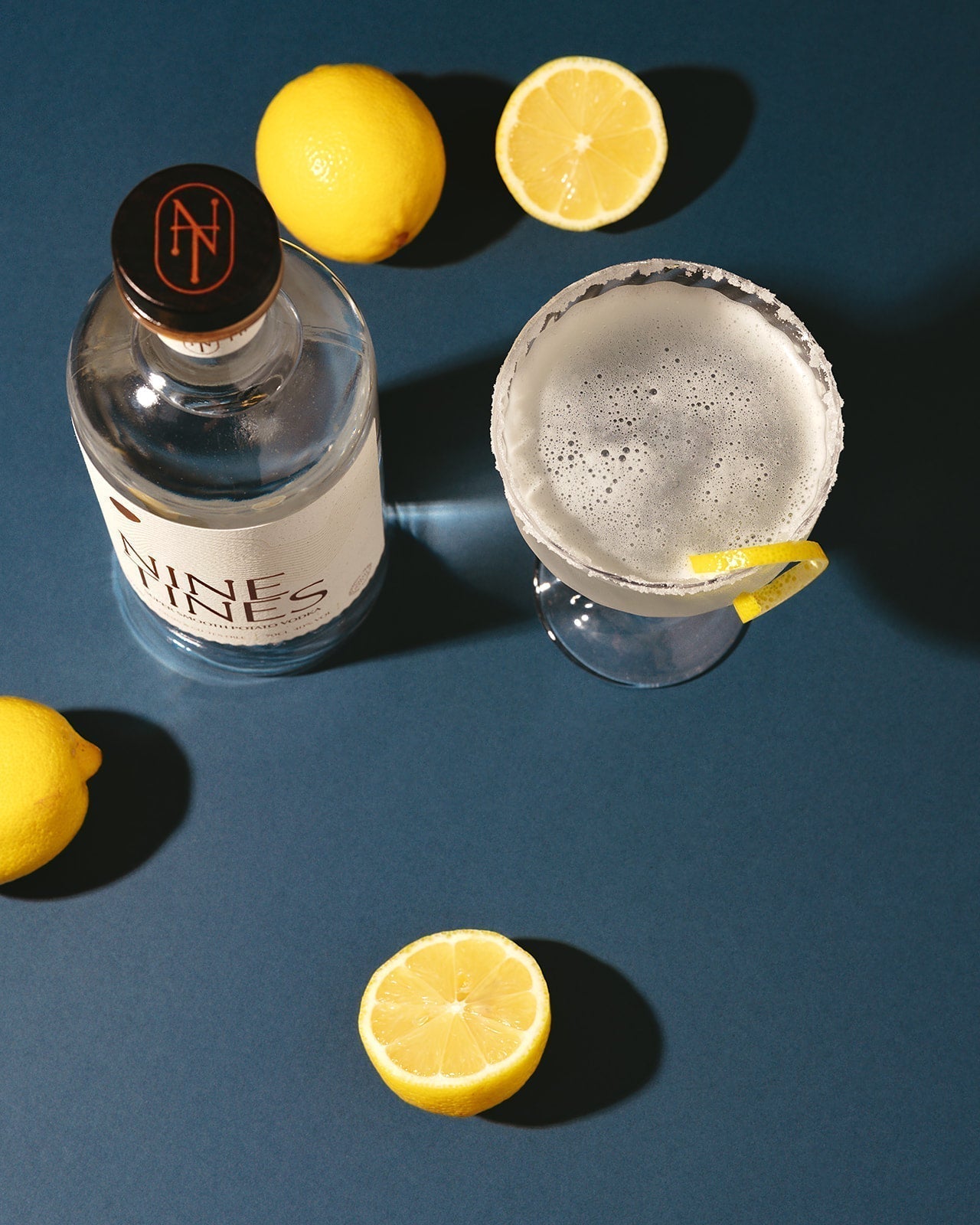 Lemon Drop Martini made with Nine Tines Potato Vodka in a chilled martini glass